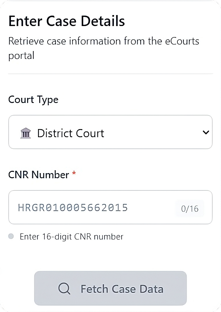 LawSathi eCourt integration interface screenshot